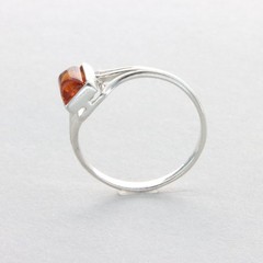 Square Cognac / Brown BALTIC AMBER Rectangle Ring – 925 STERLING SILVER #101e