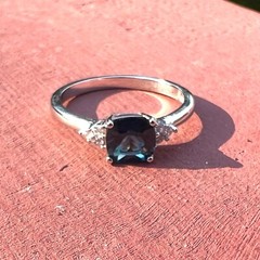 Lab Made London Blue Topaz Ring Solid Sterling Silver 925 , December birthstone