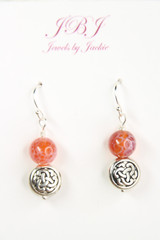 Fire Agate Brown Orange 8mm Ball Gemstone .925 Sterling Silver Earrings 1 1/4″