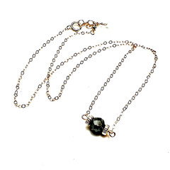 Natural 2 Carat Black Diamond Necklace Solid 14k Gold , 15 3/4″ – 17″