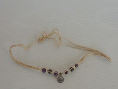 BOHO HIPPIE NECKLACE 18″ Beaded Macrame amethyst beads, with Aquarius sign