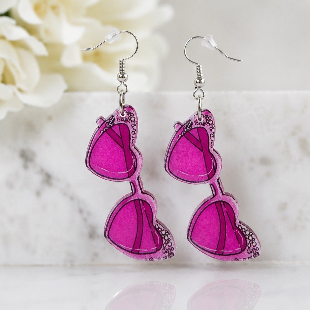 Pink Sunglasses Earrings Summer Beach Vacation Dangle Earrings Fashion Jewelry