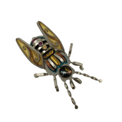 Artisan Crafted Insect Brooch Pin Mixed Metals Enamel