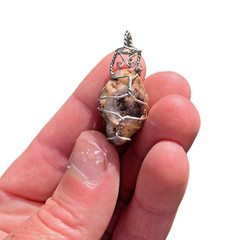 Natural Quartz Geode Pendant Silver Wire Wrap Crystal Healing Jewelry Gift