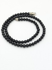 22” Handmade 925 Sterling Silver Black Onyx Bead Necklace