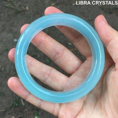 Natural Chalcedony Bangle Bracelet Blue Crystal Gemstone Stone Jewelry 7″