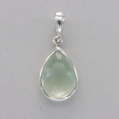 Green Drop / Pear / Teardrop PREHNITE Pendant 925 STERLING SILVER Natural #64e