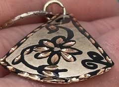 Copper Pendant Embellished Artisan Hand Crafted Floral Silver Tone Chain 16”
