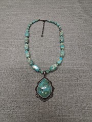 Barse Thailand 925 Sterling Stone Bead Necklace With Pendant