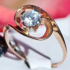 14k 585 rose gold ring 0.45ct white topaz size 6.25 swirl handmade 2.6gr