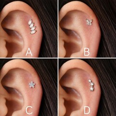 Cartilage Screw Back Earrings for Women, Flat Back Earrings Sterling Silver H…