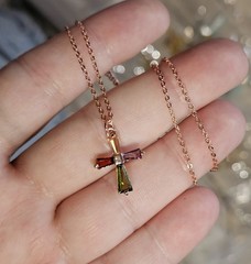 Multicolor CZ Cross Pendant Red Yellow Green Purple Dainty Adjustable Necklace