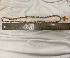 Orange Quartz Stone Cross and Bead Necklace Boho Christian