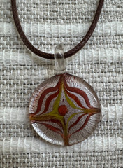 Artisan Hand Blown Glass Pendant w 16″ Cord Necklace