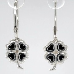 Green BALTIC AMBER Lucky Four Leaf Clover Earrings 925 STERLING SILVER #3607e