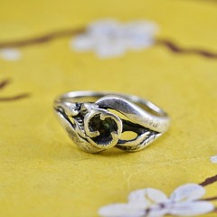 Size 6.75, sterling 925 silver handmade Freeform floral ring