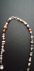 Petrified Wood Pendant Beaded Necklace