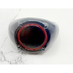 Chunky Black Lucite Resin Ring Red Circle Inlay Statement Ring Size 12.5