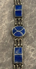 Vintage Traditional Afghan Tribal Lapis Lazuli Bracelet Afghan Silver Artisan 8”