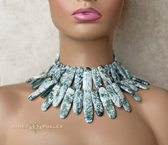Gem Mix Citrine Quartz Sunstone Jade Agate Jasper Amethyst Statement Necklace
