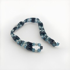Blue Crystal Hematite Magnetic Beaded 20″ Necklace or Wrap Bracelet W/ Pearls
