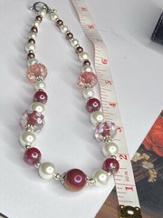 Artisan Handcrafted Art Deco Lampwork Glass Jewelry Necklace Mean Girlz #16 Pink