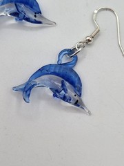 Lampwork Glass Bead Dolphin Earrings With Sterling Silver Ear Hooks