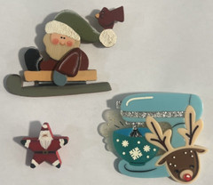 Lot of 3 Artisan Christmas Brooches