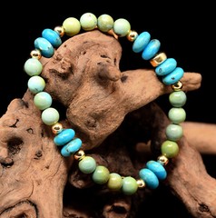 14K Yellow Gold W/Genuine AA+ Grade Royston & AAA Kingman Turquoise Bracelet!