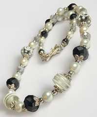 Artisan Handcrafted Art Deco Lampwork Glass Jewelry Black & White Necklace #3