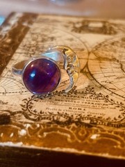 925 STERLING SILVER ADJUSTABLE SIZE AMETHYST RING UNIQUE HANDMADE CRESCENT MOON