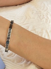 Pierre Lorren Greek Gifts Geometric Bracelet Greek Key Jewelry White Gold Silv