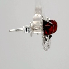 Cognac / Brown BALTIC AMBER Carb Earrings 925 STERLING SILVER Poland #5347e