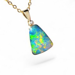 Amira’ Australian Opal & Diamond Pendant Rare Gem Gift 1.4g Q52