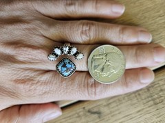 Golden Hills Turquoise And Wild Horse Adjustable Floater Ring – Size 7 or Larger