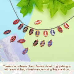 20 Pcs Football Charm for Jewelry Pendant for Sports, Red Tone White