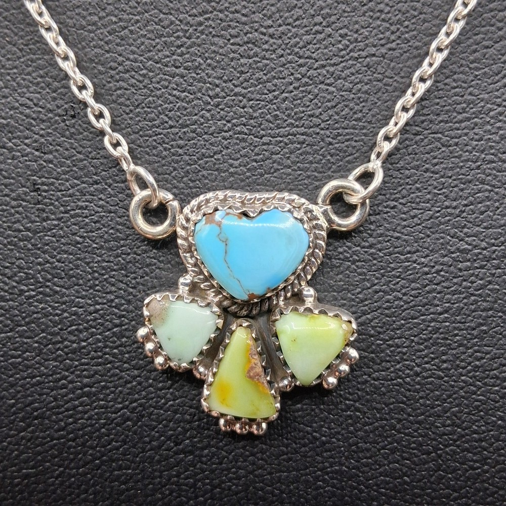 Southwestern Palomino Kingman Turquoise Necklace Cluster Sterling Silver