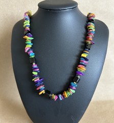 Multicolor Dyed Shell Stone 20″ statement piece necklace – stunning