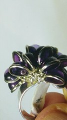 BEAUTIFUL NATURAL AMETHYSTS IN.925 STERLING SILVER BUNCHY RING IN SIZE 6.5-6.75