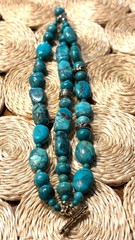 Studio Barse 3-Strand Chunky Turquoise Nugget Toggle Clasp 7″ Bracelet