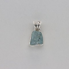 Natural Raw Cut Blue AQUAMARINE Pendant Rough Cut – 925 STERLING SILVER #901-Be