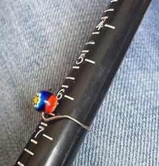 Sterling Silver Millefiori Glass Bead Ring Wire Band Red Blue Bead Size 6.5