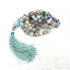 Frosted Amazonite 108 Knot Necklace Yoga energy mala Meditation Men’s Reiki