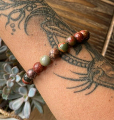 Natural Picasso Jasper 8mm Beads Crystal Healing Reiki Stretch Men Cool Bracelet