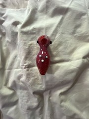Artisan Red Borosilicate Glass Hand Piece with Eye and Dot Details