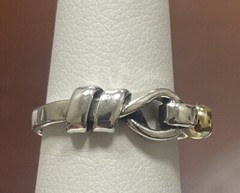 Authentic Tiffany & Co Sterling 18k Gold Ball & Hook Ring Size 5