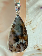 Russian Dendrite Agate & Sterling Silver Handcrafted Artisan Teardrop Pendant