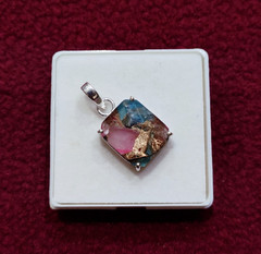 Beautiful Copper Quartz Gemstone Pendant Sterling Silver Handmade Cut Jewelry