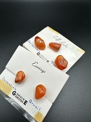 Vintage Nature Carnelian Stone Brazil Beautiful Earrings and Cuff Links Set