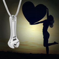 Tool Wrench Urn Pendant Necklace for Ashes Keepsake Memorial Necklace for Human